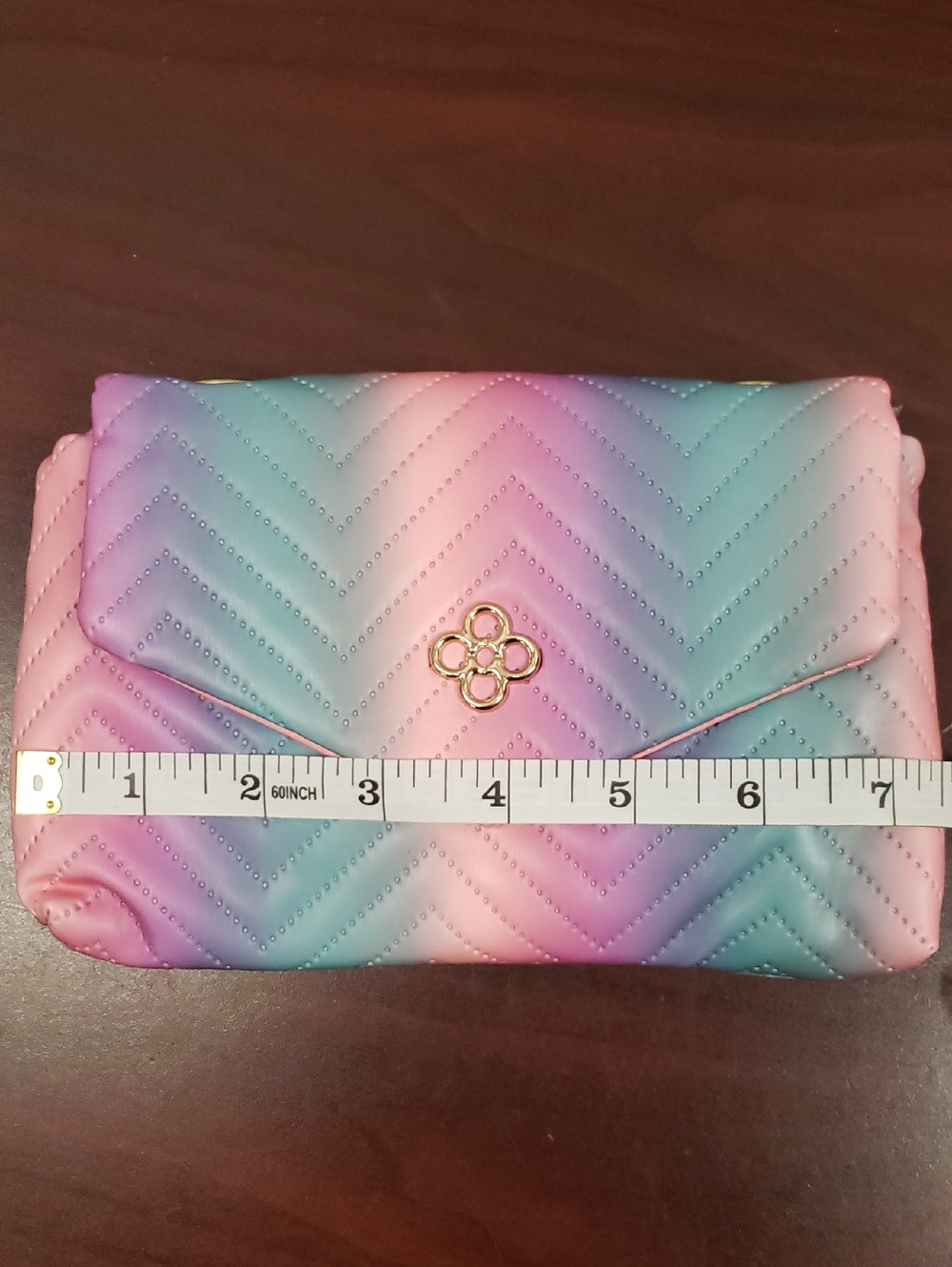 Pastel Ombre Quilted Crossbody Clutch - Pink, Blue & Purple